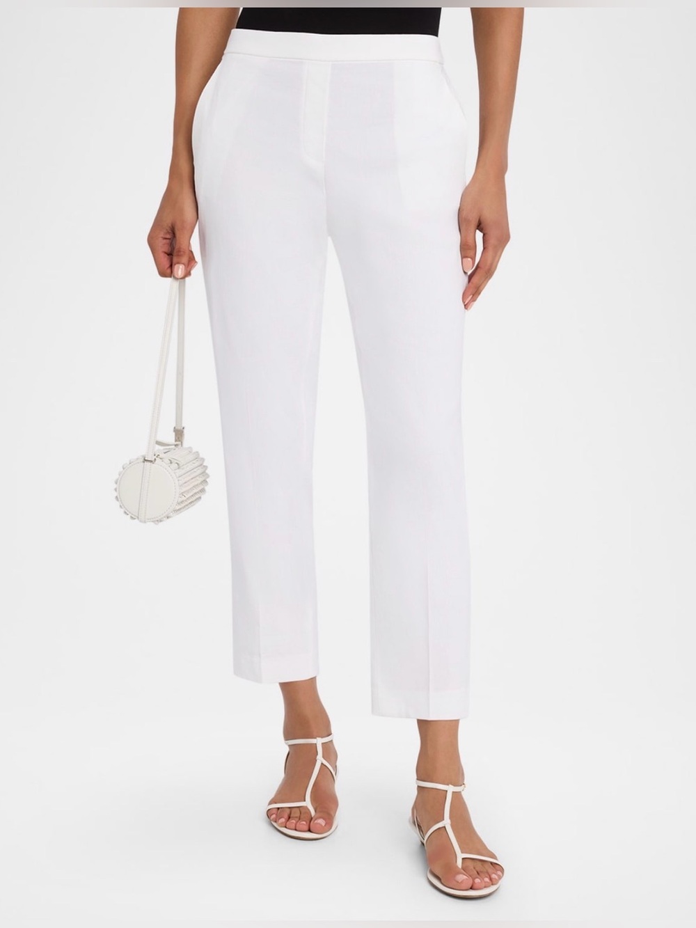 Theory Treeca Pull-On Cropped Pants | White | Size 2 | NWT